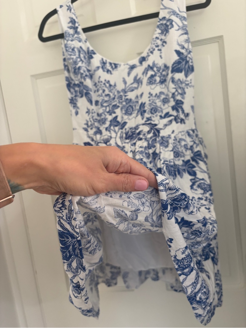 Kiel James Patrick Seaside Bloom Dress Blue White Floral Linen Preppy Coastal 4 - Picture 5 of 10